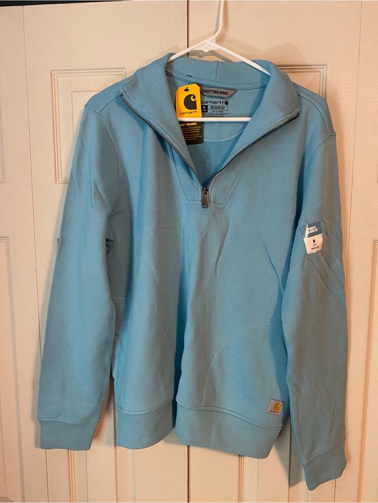 Carhartt Tops - Carhartt Women’s Light Blue Quarter-Zip Pullover Sweatshirt